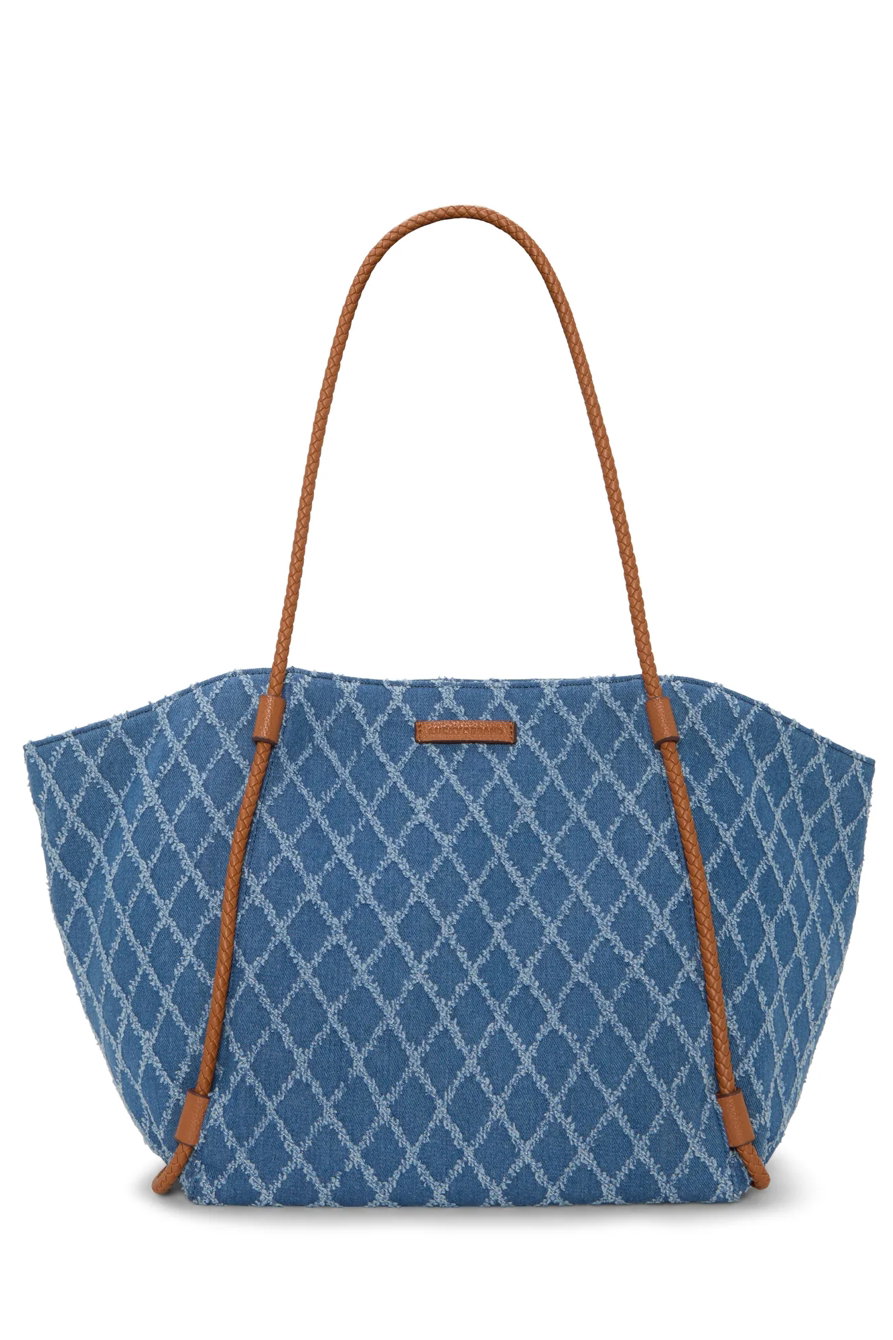 Image of Lucky Brand Ezri Denim Tote - Women's Clothing Outerwear Jean Denim Jackets in Open Blue/Turquoise