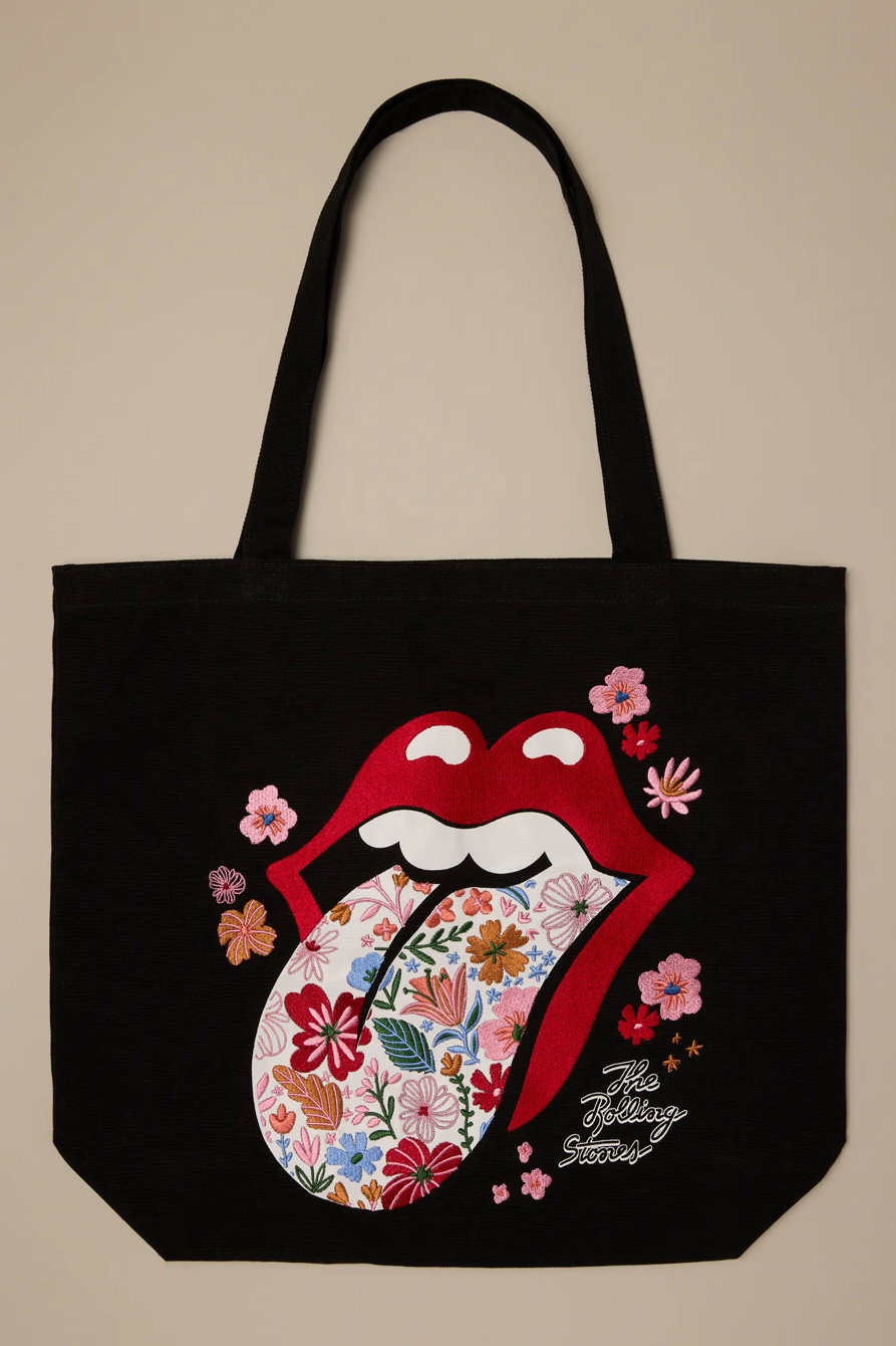 Image of Lucky Brand Rolling Stones Embroidered Graphic Tote - Women's Accessories Bags Handbags Totes