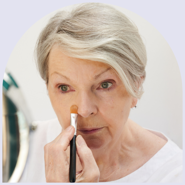 Use Brush 4 to brighten dark circles and cover blemishes with concealer