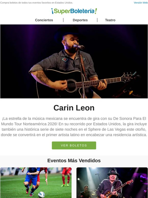 Carin Leon, Santana, El Mundial 2026 muchos eventos más