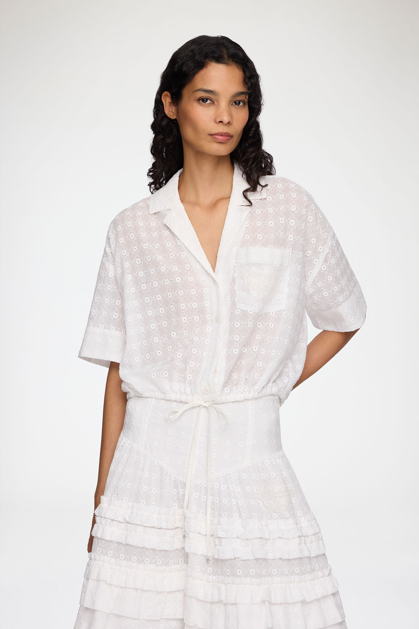 Shirt in White Broderie Anglaise