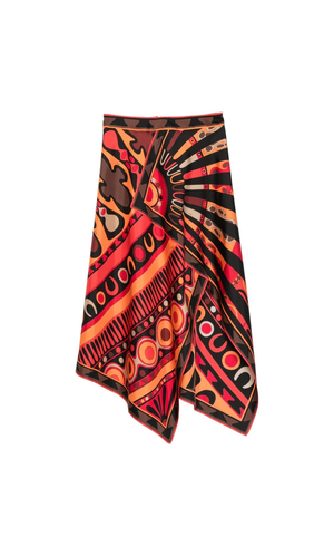 Printed silk skirt