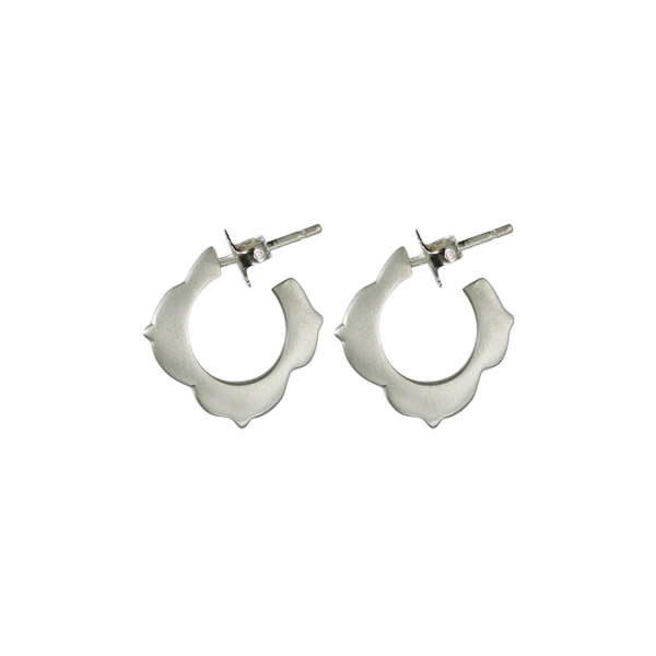 Sterling Silver Small Lotus Hoop Earrings