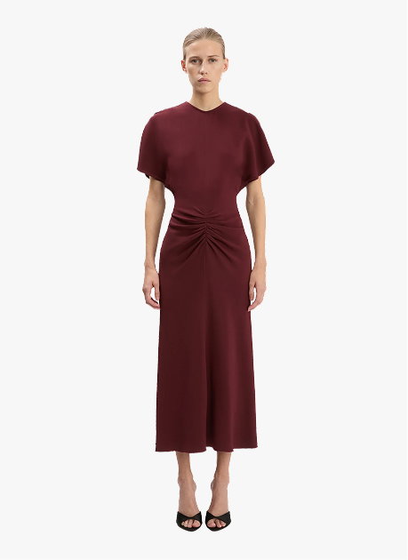 Bela Midi Dress In Burgundy