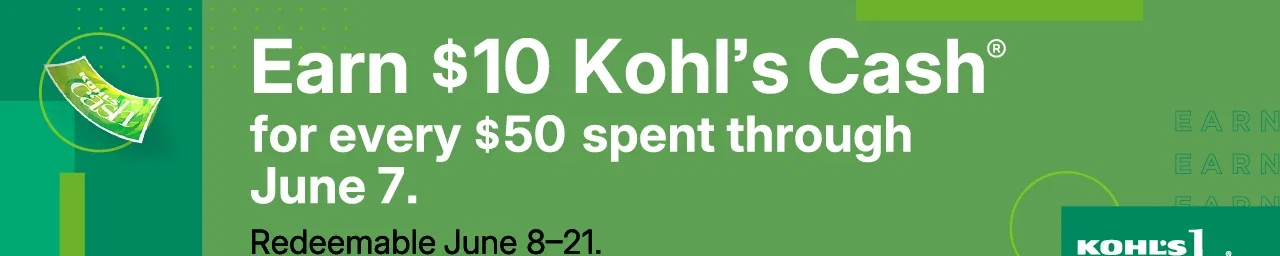 earn $10 kohls cash for every $50 spent