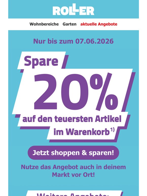 Nur kurz: 20% auf dein ❤️‍-Produkt!¹⁾
