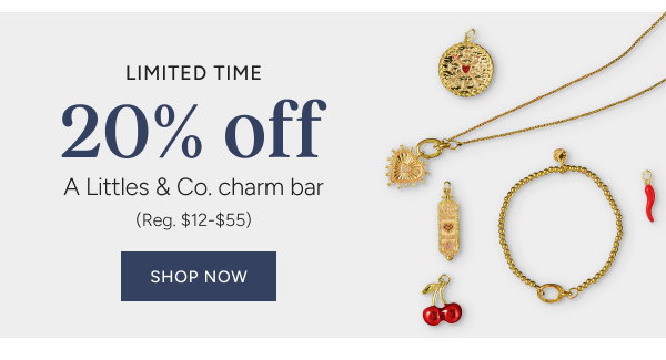 limited time 20% off a littles & co. charm bar(reg. $12-$55)