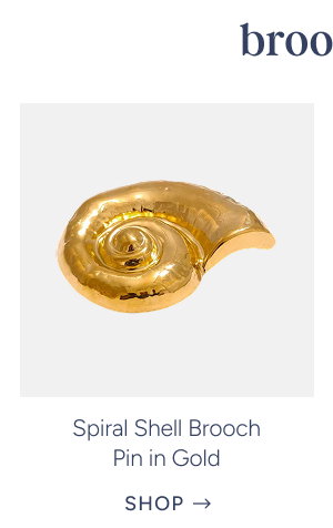 spiral shell brooch pin in gold