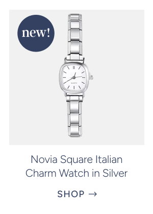 novia square italian charm watch in silver