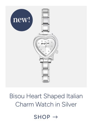 bisou heart shaped italian charm watch in silver