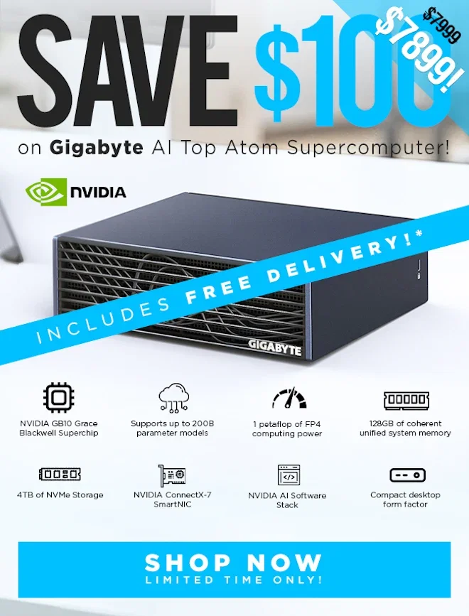 SAVE Gigabyte AI Top Atom Supercomputer, GB10 ARM