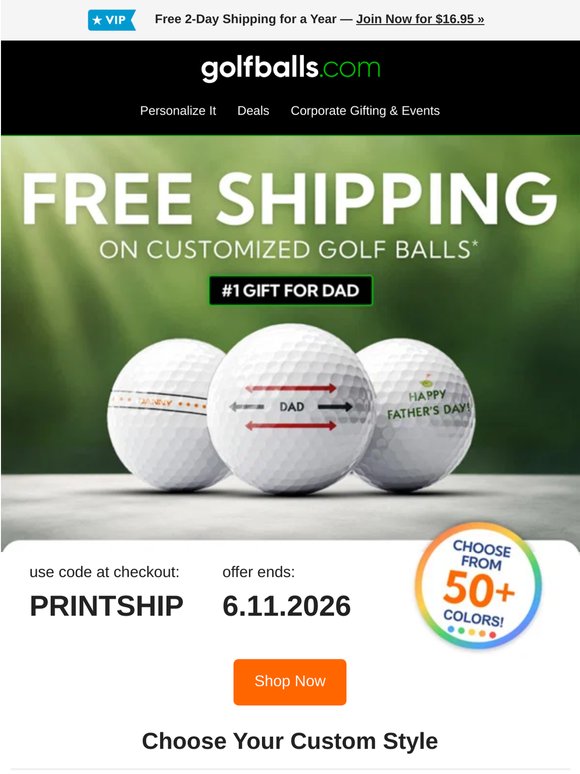 Customized Balls = The #1 Gift for Dad (We'll Even Ship for Free)