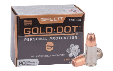Speer 9mm Luger Gold Dot Handgun Personal Protection, 124gr, 20ct