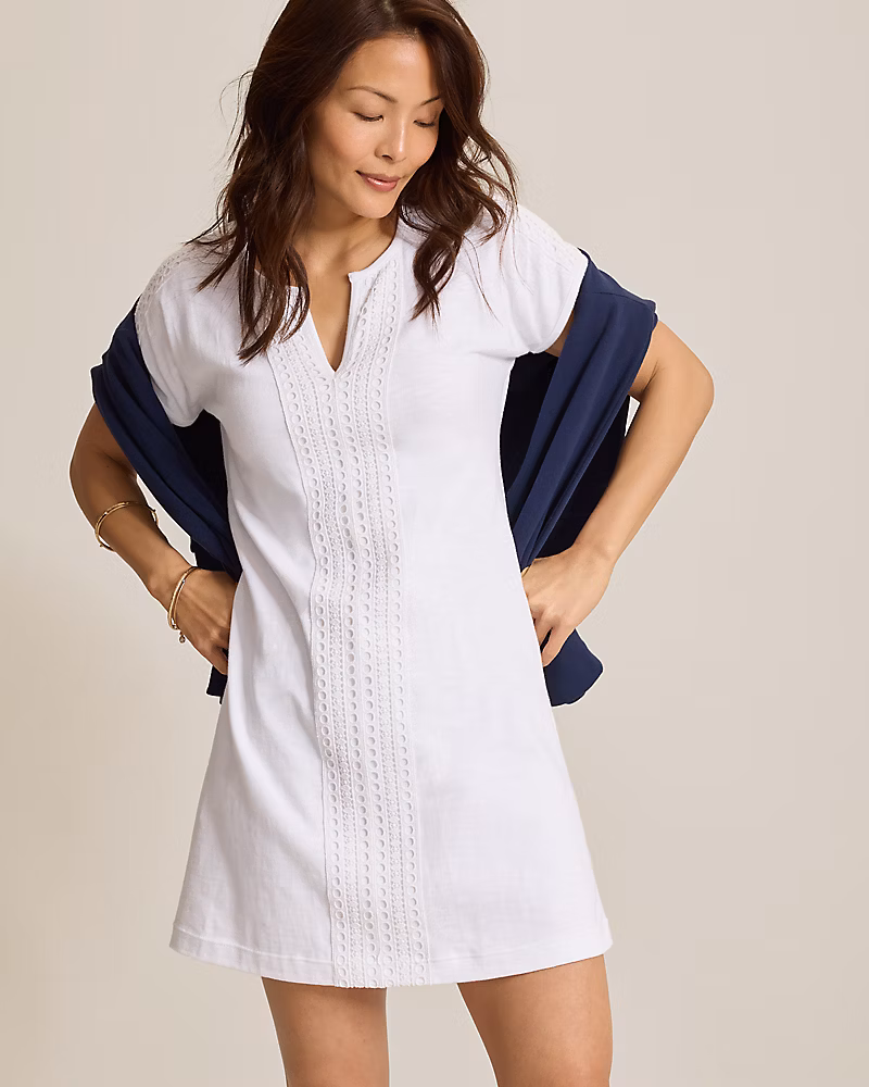Image of Sunset Harbor Lace-Trim Dress