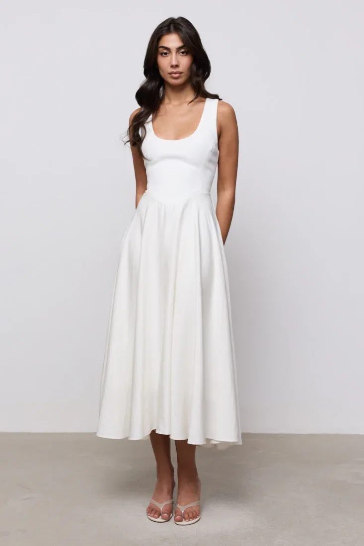 Image of Linen Mix Midi Dress