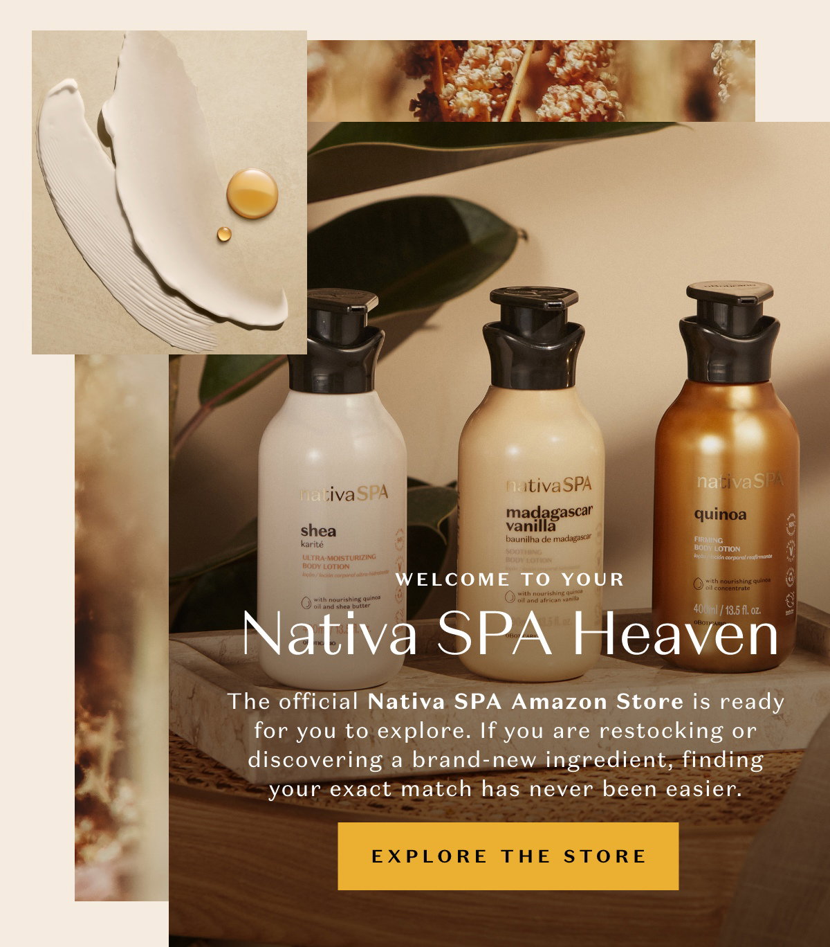 We have built the ultimate destination for your skin. The official Nativa SPA Amazon Store is ready for you to explore. Make your shopping experience incredibly seamless with a dedicated guide to all things hydration, firming, and fragrance. If you are restocking or discovering a brand-new ingredient, finding your exact match has never been easier. And with your Prime membership, it arrives at your door faster than ever.
