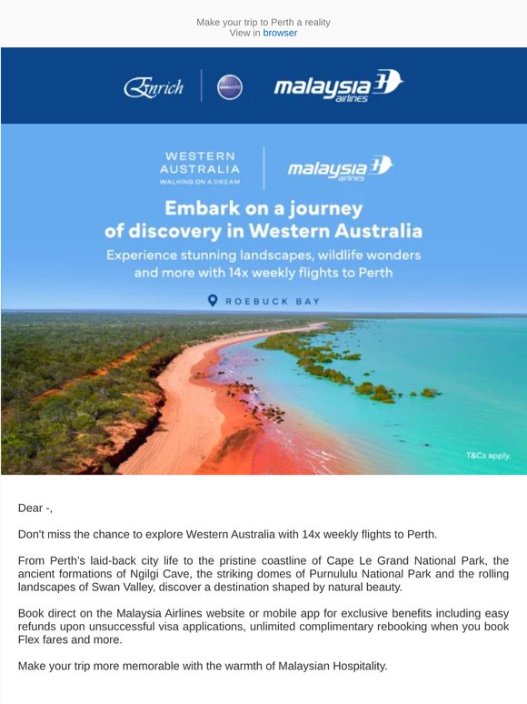 Take off to Western Australia