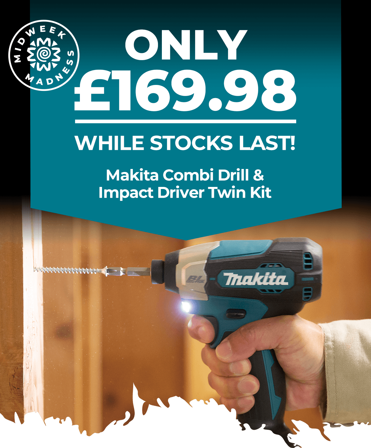 Only £169.98 - Makita Combi Drill & Impact Driver Kit 