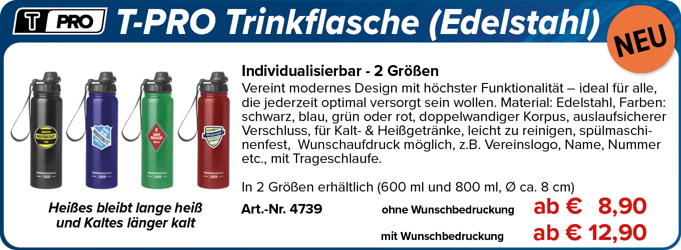 NEU! T-PRO Trinkflasche (Edelstahl)