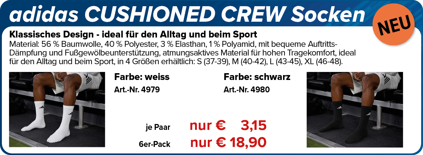 NEU! adidas CUSHIONED CREW Socken