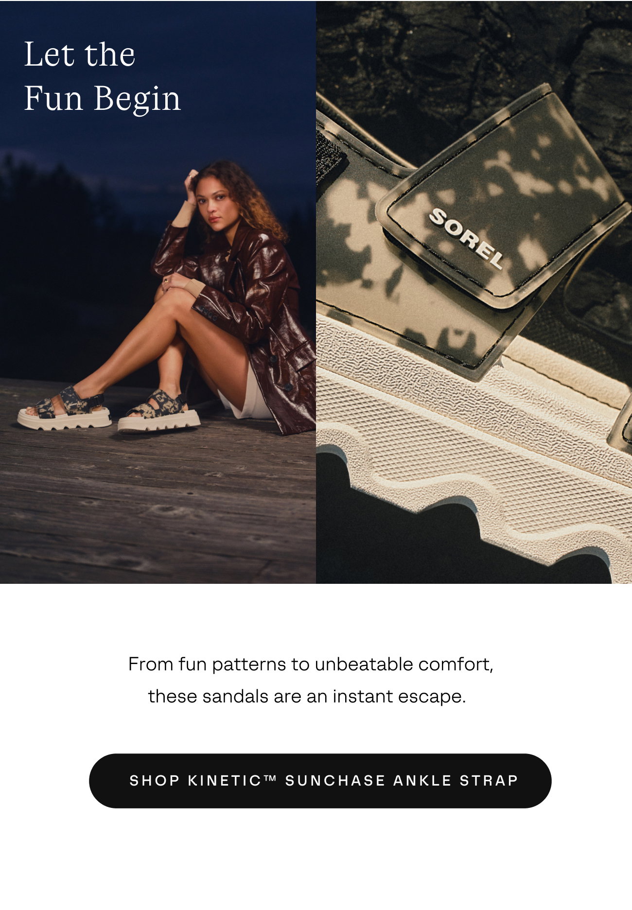 Kinetic Sunchase Sandal Black and Chalk color