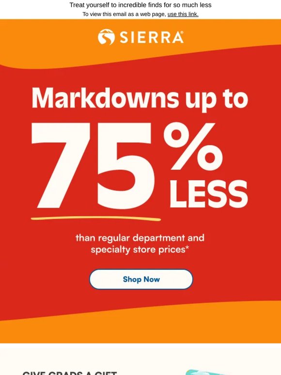 Save up to 75%* on clearance must-haves