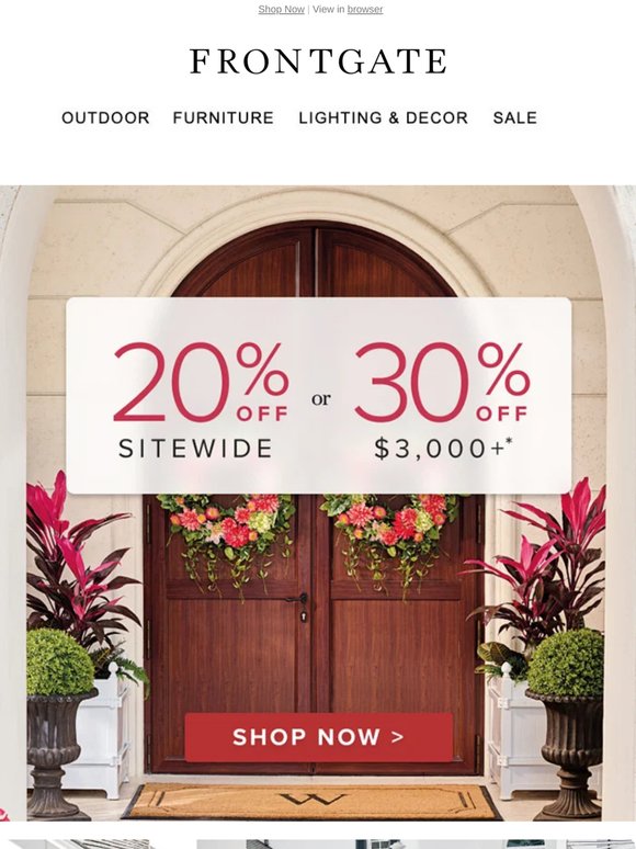 Enjoy 20% off sitewide or 30% off $3,000+