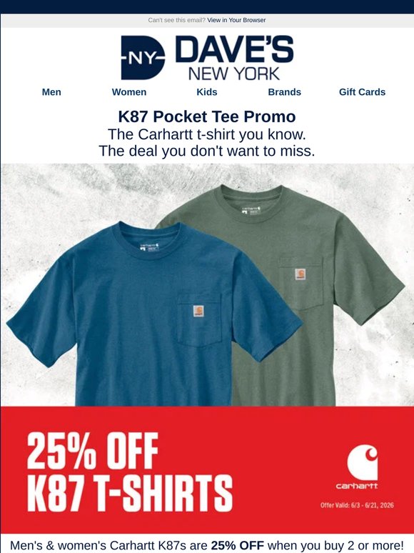 🚨👕 25% OFF Carhartt's Most Popular T-shirt