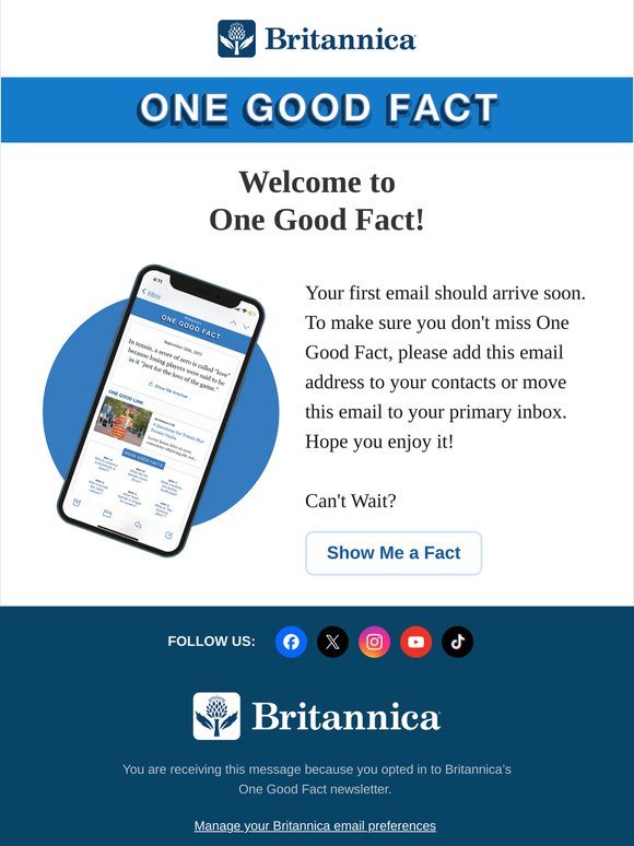 Welcome to One Good Fact!