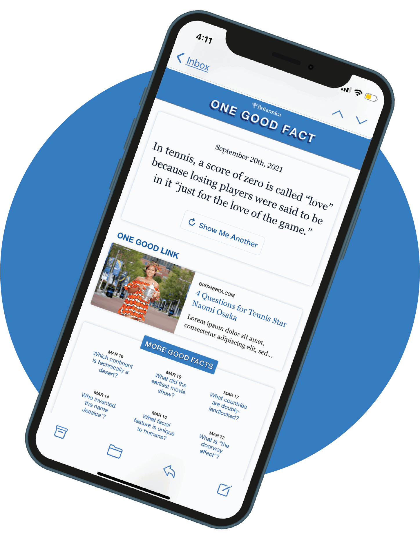 One Good Fact Newsletter on Desktop