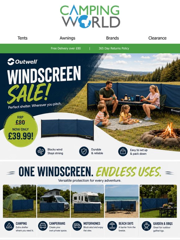 🏕️ Outwell Windscreen Sale – Save 50% Today