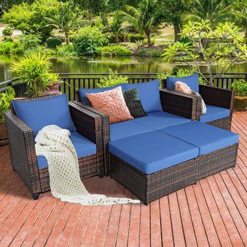 5 Piece Set: Costway Outdoor Patio Rattan Set 