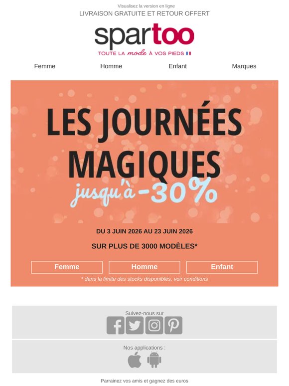 ✨Journées Magiques : jusqu'à -30% sur des milliers d'articles en livraison gratuite !