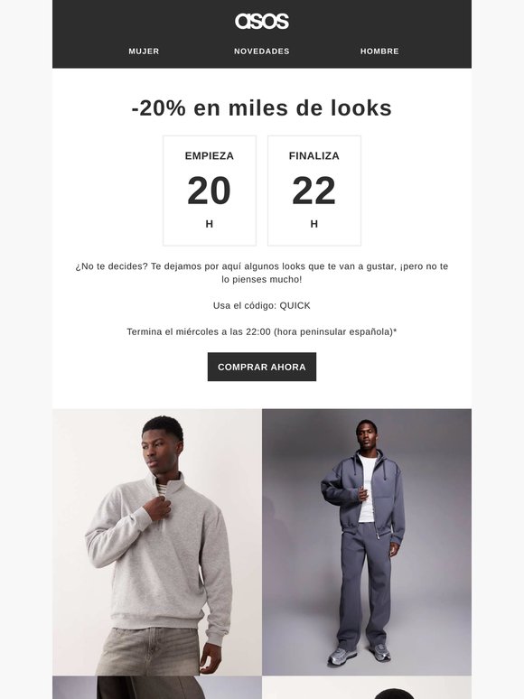 -20% en miles de looks de 20:00 a 22:00 h