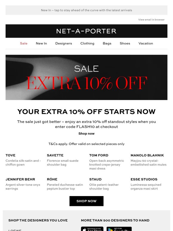 Your extra 10% off starts now