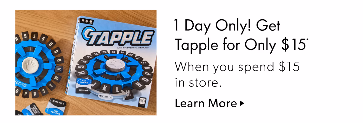 1 Day Only! Get Tapple for Only $15 | When you spend $15 in store.