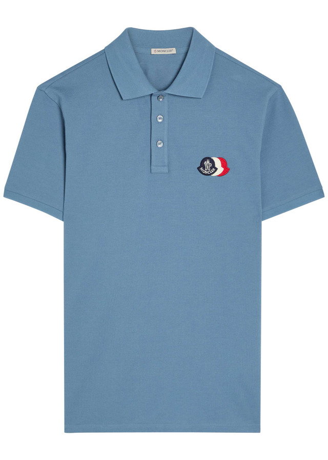 MONCLER Logo-appliquéd piqué cotton polo shirt