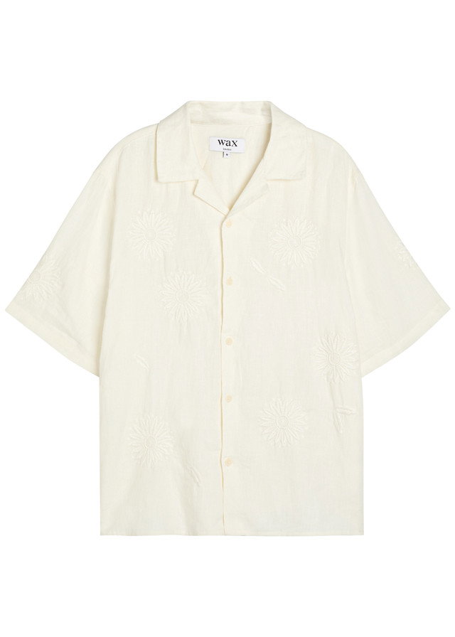 WAX LONDON Didcot floral-embroidered linen shirt