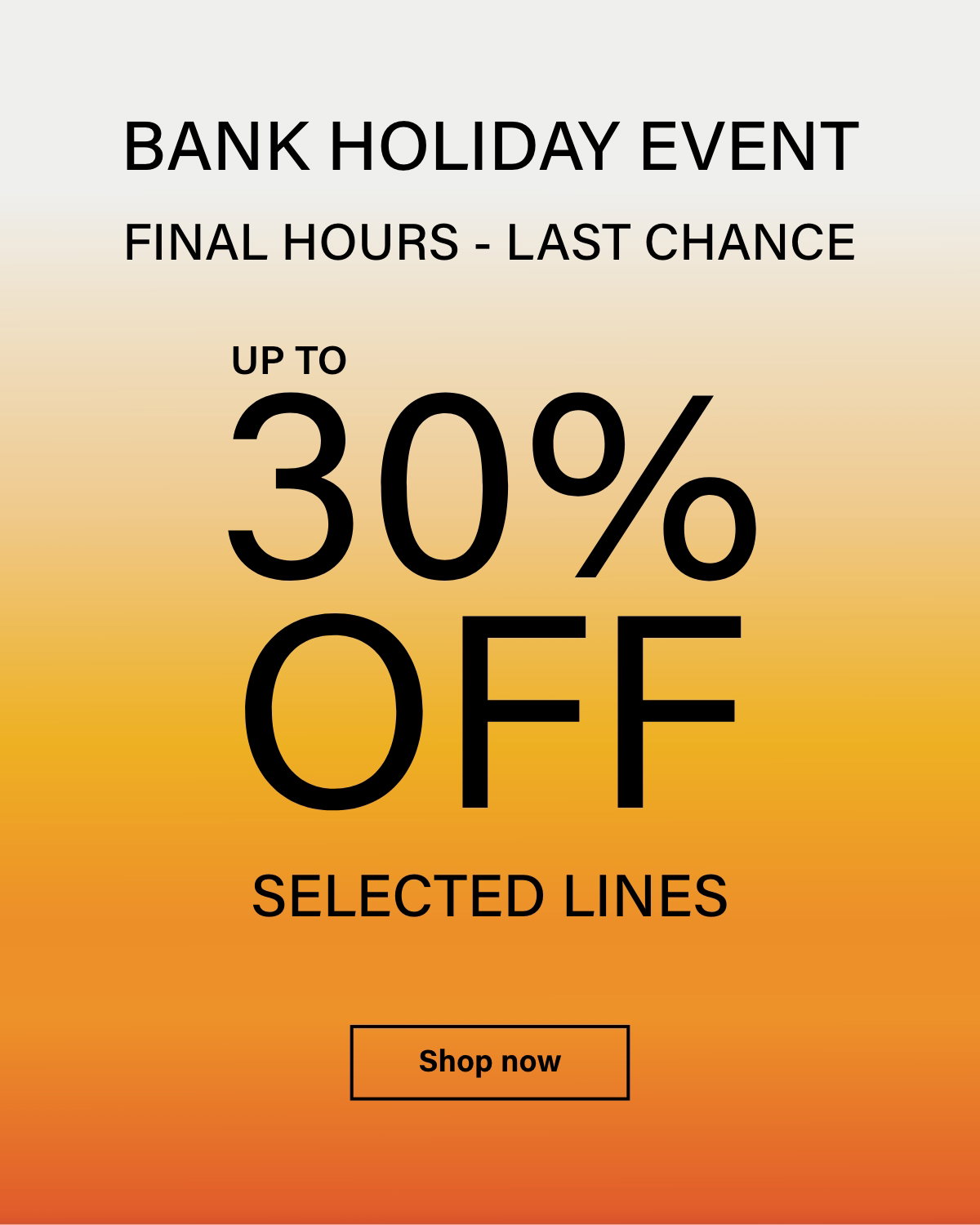 Bank holiday offer
