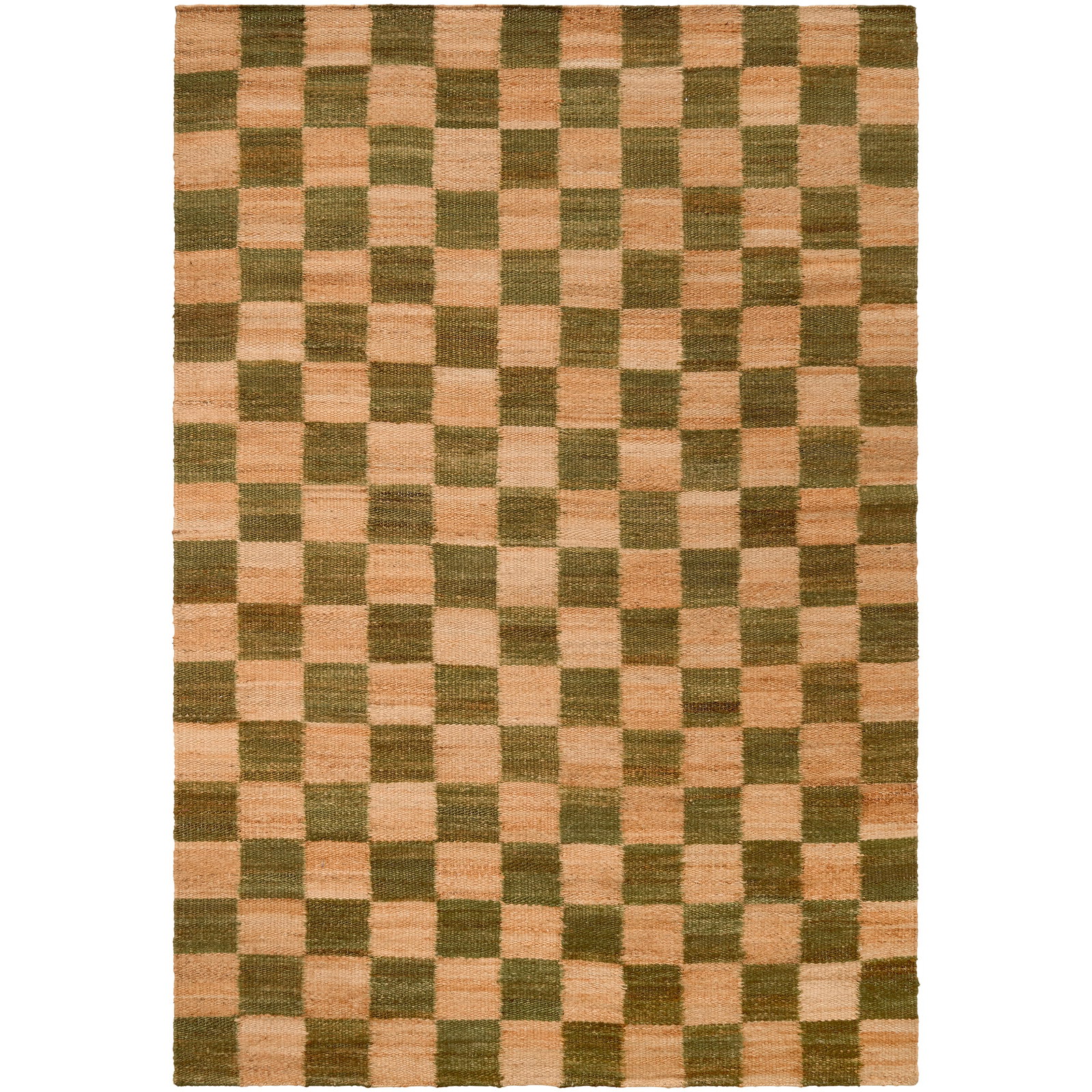 Chess Juteteppich 200x300 cm, Natur / Grün
