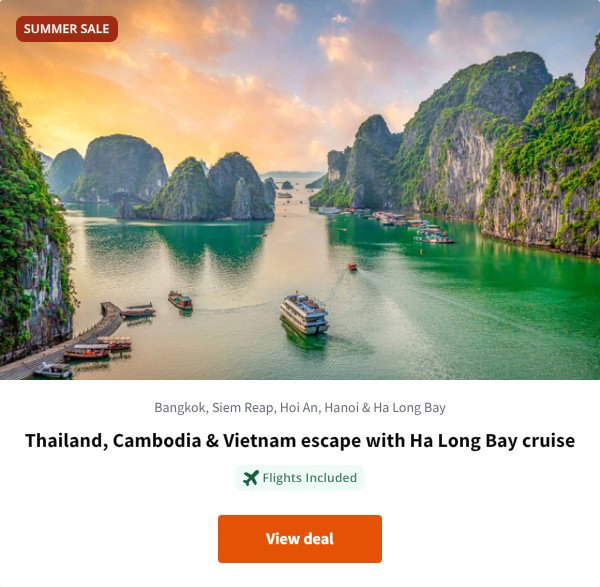 Thailand, Cambodia & Vietnam escape with Ha Long Bay cruise