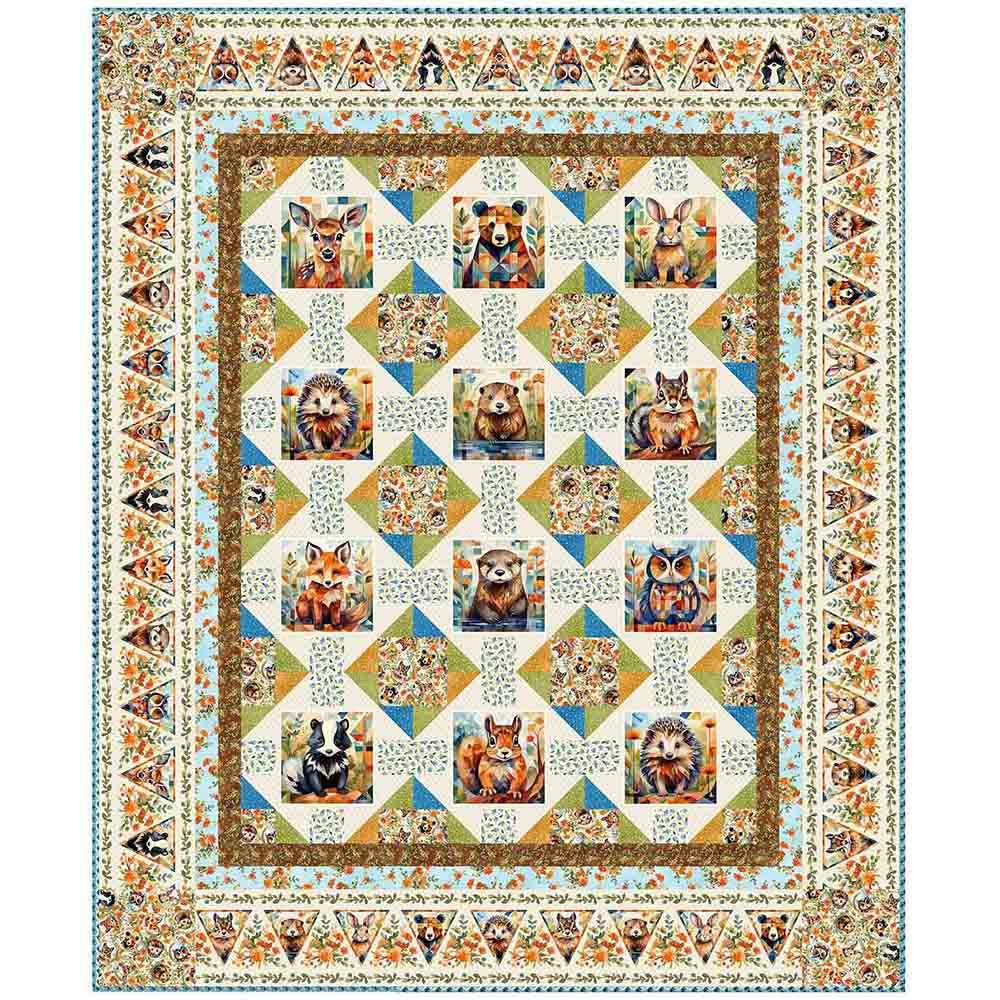 Image of Woodland Animals - Blue - Calle Friesen - In The Beginning Fabrics - Quilt Kit