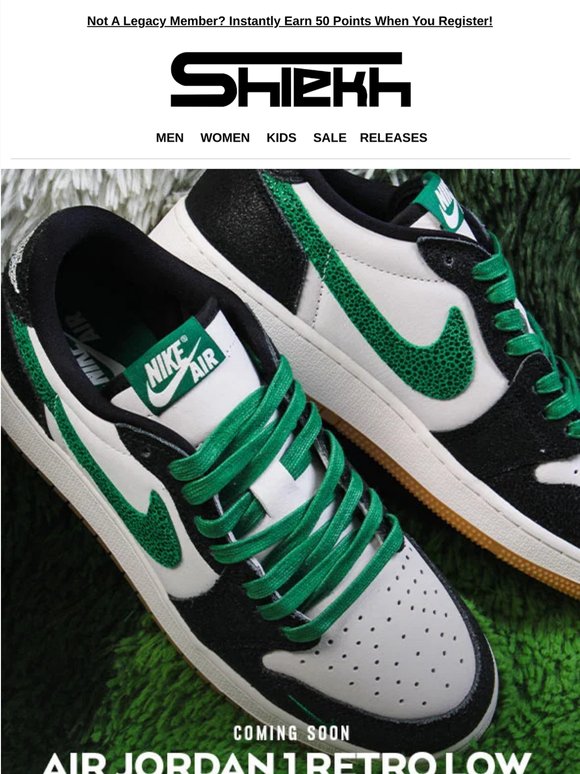 The "Phantom & Pine Green" AJ1 Low OG is right around the corner...🟢