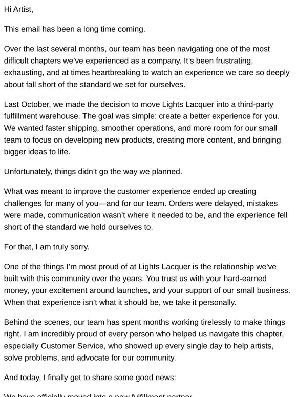 A New Chapter for Lights Lacquer