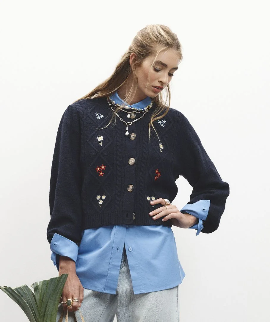 AVA FLORAL EMBROIDERED CARDIGAN