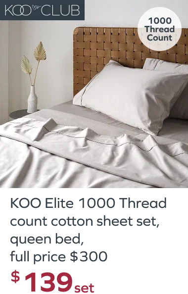 KOO Elite 1000 Thread count cotton sheet set, queen bed, full price $300, $139set