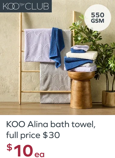 KOO Alina bath towel, full price $30, $10ea