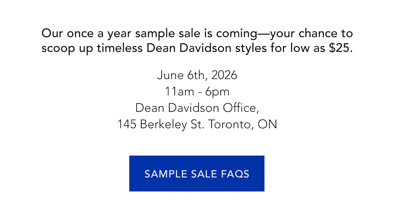 Sample Sale FAQs.