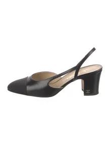 Interlocking CC Logo Leather Slingback Pumps