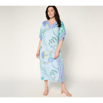 Joan Rivers Regular Luxe Knit Floral Caftan